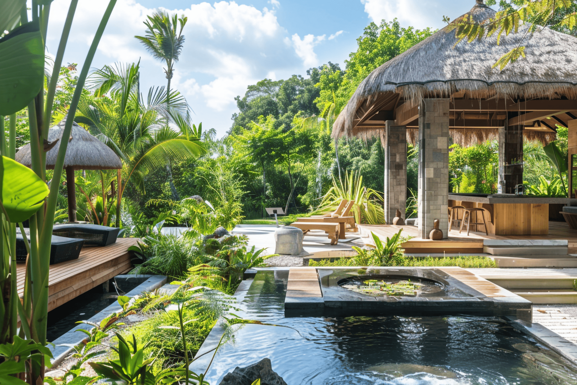 tropical-garden-with-pool-palm-tree 1